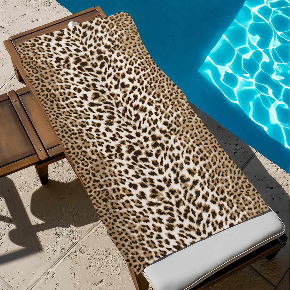 Wildflower Leopard Towel Large Quick-Drying Microfiber Soft Beach Towel for Travel Fitness Sauna Bathing Camping