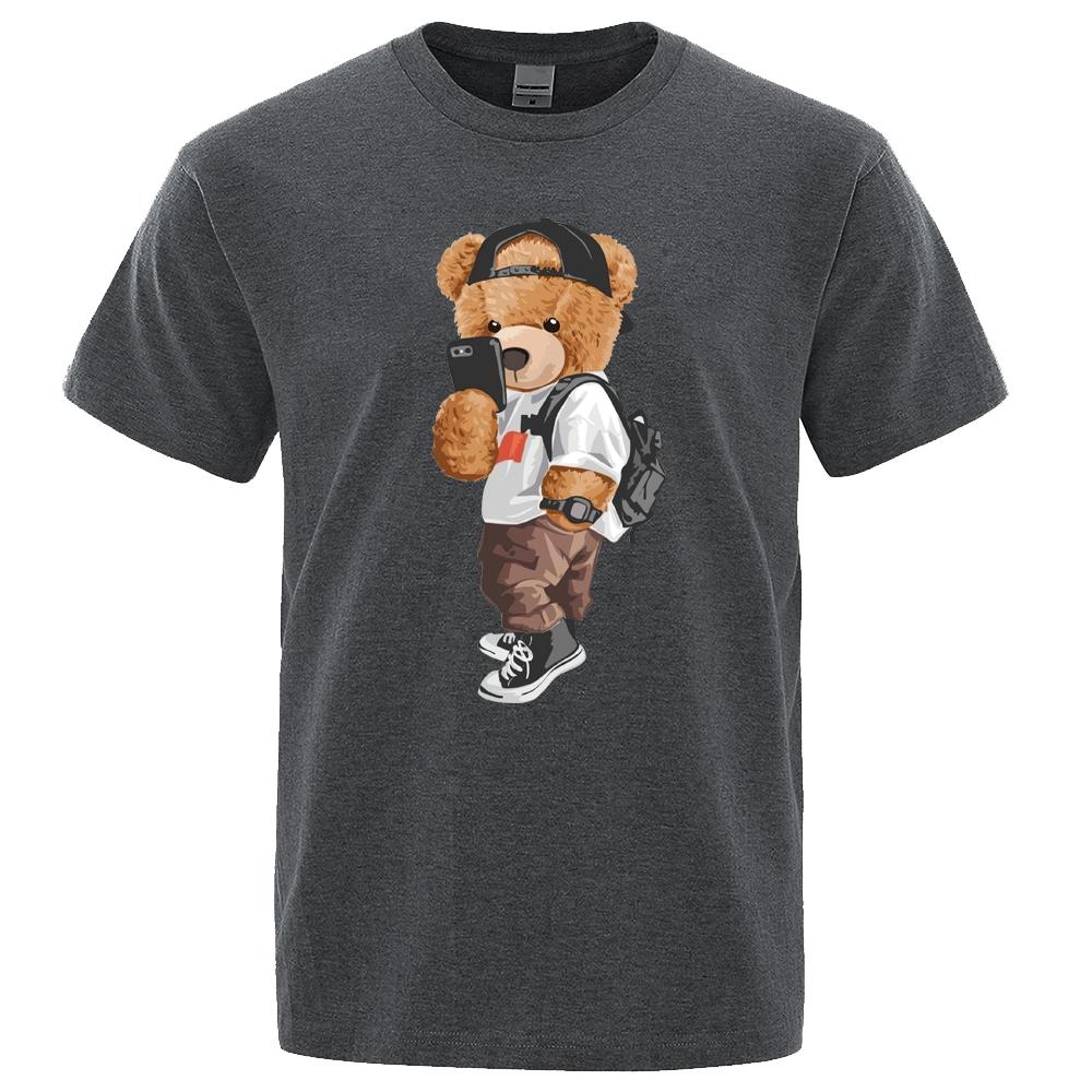 Men 2024 Fashion Ted Bear T Shirt Pure Cotton Tops Tee Funny Men Short Sleeve Crewneck Tees Summer Oversized Female T-Shirts