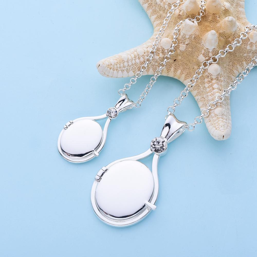 H2O Locket Pendant Necklace Mermaid Silver Color with Crystal Just Add Water Necklaces TV Movies Jewelry for Women Girls