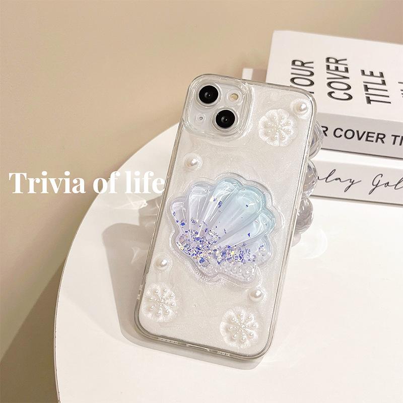 Ins Wind Sand Shell Sequin Mobile Phone Case for Apple 17Pro Snowflake for IPhone16 Pearl Glitter 15 Soft