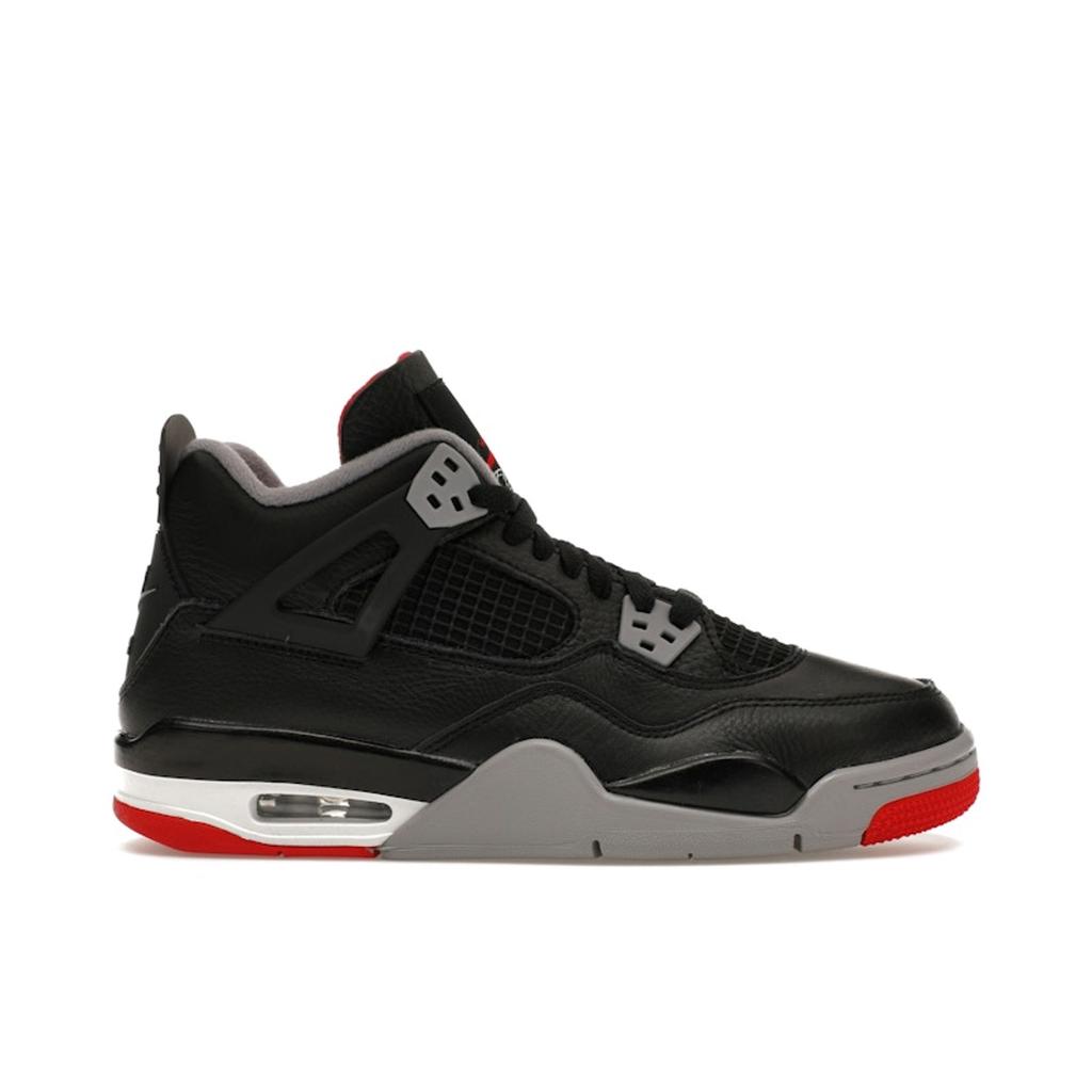 Air Jordan 4 Retro GS Bred Reimagined Kids Sneakers Black Fire-Red Cement-Grey FQ8213-006