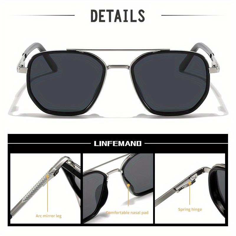 Unisex Vintage Sunglasses Square Frame TAC Lens Composite Metal Hinge Fashion Accessory for Outdoor UV Protection