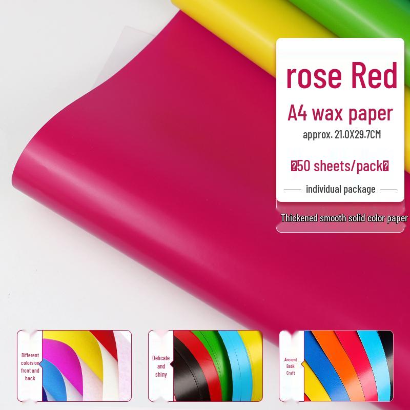 Red Wax Paper for Crafts: A4/A3 Red Sheets, Single/Double-Sided, Perfect for Origami, Window Decorations, and Kids' Projects.