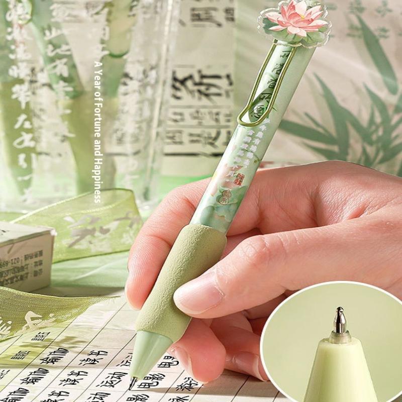 4 Stück/Set Kreativer Soft-Grip Gelstift Drucktyp 0,5 mm Schwarze Tinte Kugelschreiber Schmetterlingsaufnäher Neutralstift Geschenk Schreibwerkzeuge