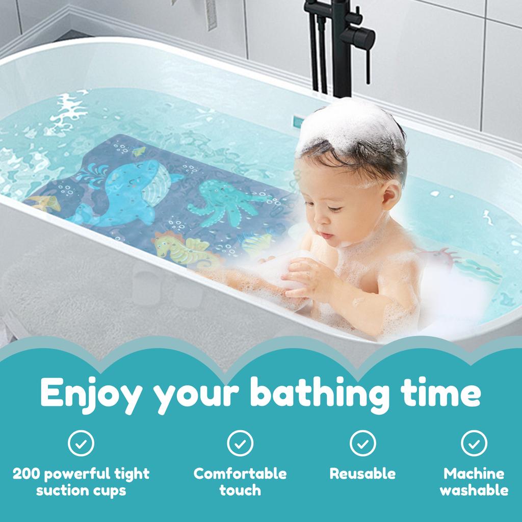 Baby Bath Mat Non Slip Bathtub Mat with Suction Cup and Drain Hole Machine Washable Shower Pad for Home Kitchen Bathroom Hotel