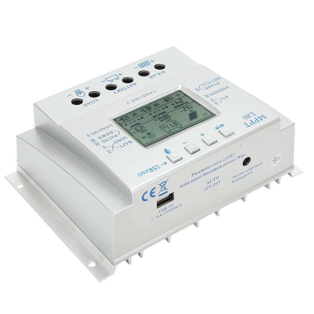 80A LCD Display PWM Photovoltaic Solar MPPT Charge Controller Regulador 12V24V