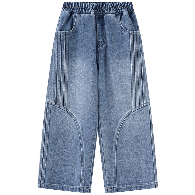 Xiaoxiangham Boys' Loose-Fit Curved Denim Jeans