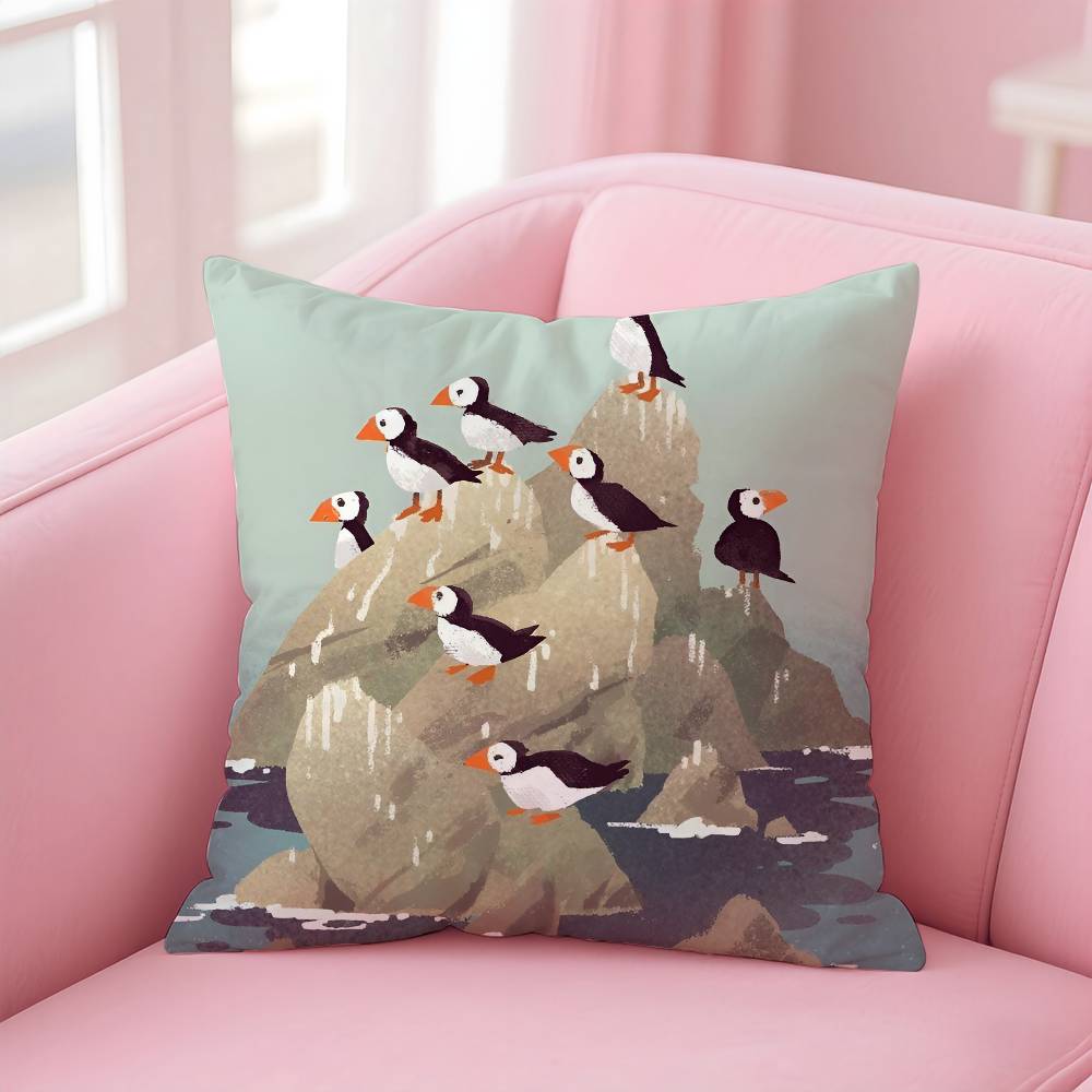 Kwaii Puffin Rock P-Preschool Pillow Case Custom Printed Brushed Fleece Pillow, Baby Skin-Touch, Eco-Friendly Dye-Sublimation Cu
