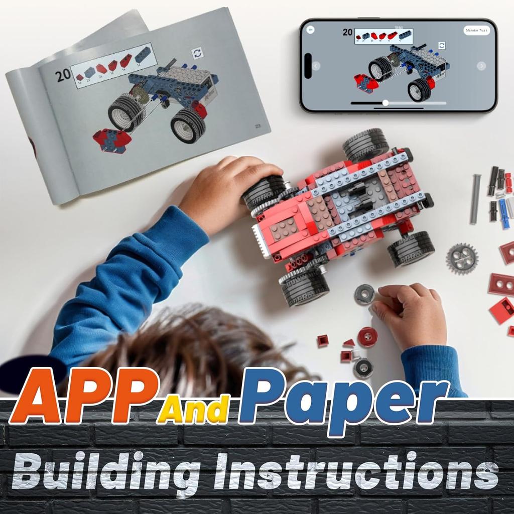 Apitor Q Robot Building Kit 20-in-1 Programmable APP RC Car Robotics Coding Kit STEM Project Educational Birthday Gifts for Kids