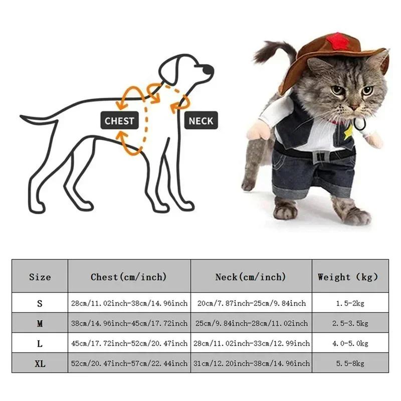 "Adorable Cowboy Outfit for Dogs & Cats - Fun Halloween Hoodie Jumpsuit with Jeans Design"