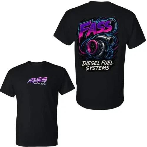 FASS Diesel T-Shirt, 2 Sides Graphic Tee with Neon Turbocharger 4XL