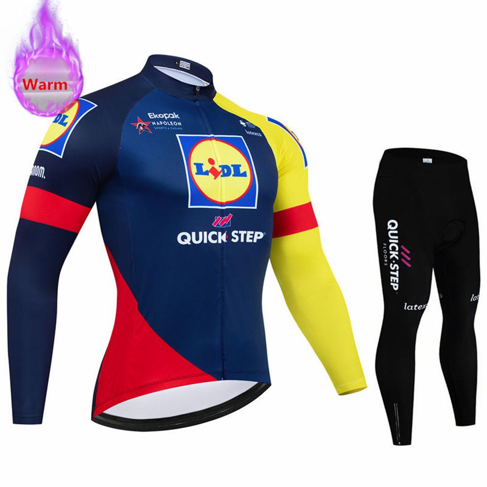 Soudal Quick Step 2026 Zimní cyklistický dres Termo fleecové cyklistické oblečení MTB Bicicleta Set Oblečení na cyklistiku Triathlon Cyklistický oblek