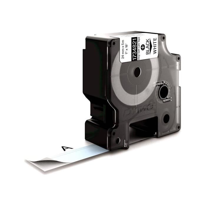 DYMO Rhino - Etiquettes plastifiées pour fils et cables 24mm x 5.5m - Noir sur Blanc