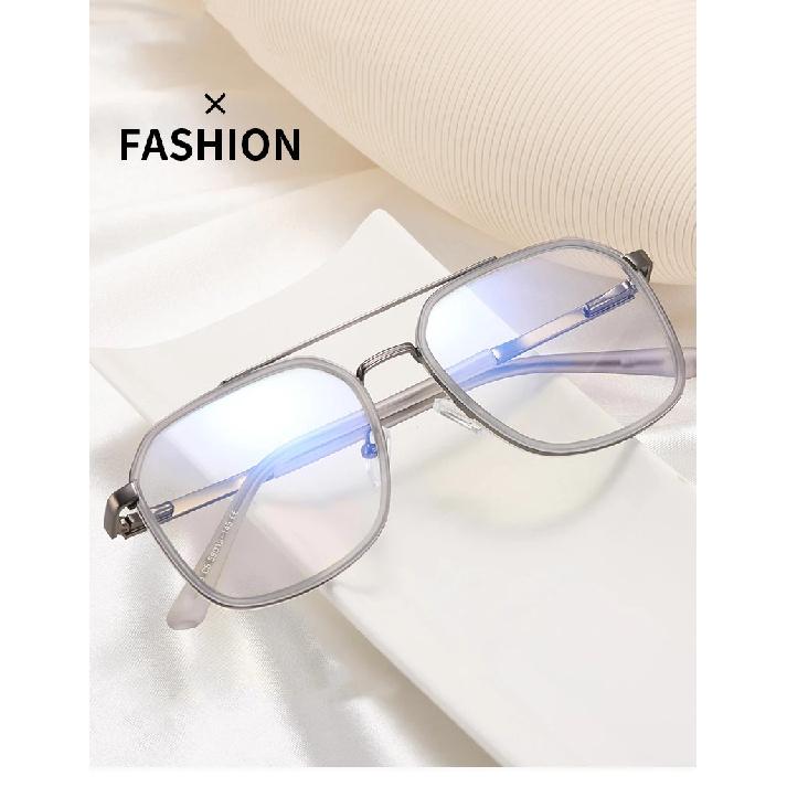 Retro Square Metal Big Frame Eyewear +1.75 Men Reading Glasses Stylish Designer Double Bridge Anti Blue Light Hyperopia Glasses