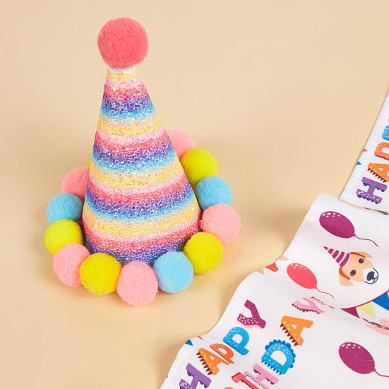 1 Set Pet Hat Neckerchief Letter Printing Eye-catching Pet Dogs Hat Bib Birthday Costume Pet Supplies