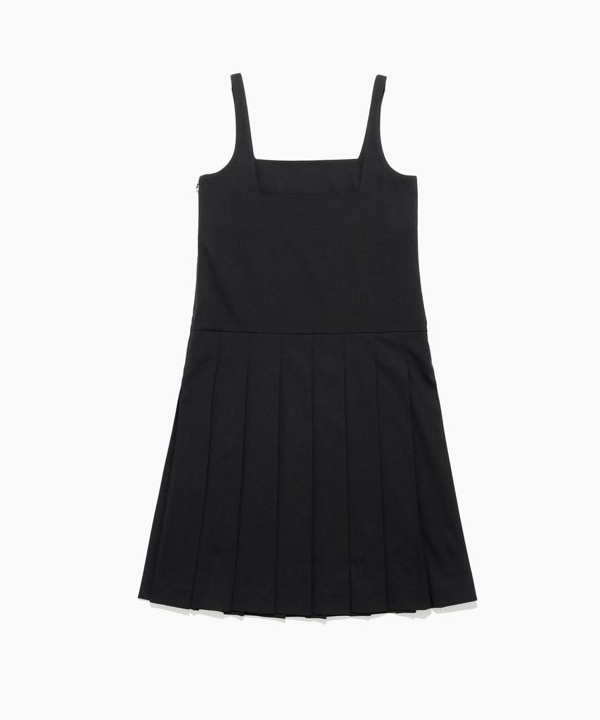 Tudument Pleated Long Dress Black
