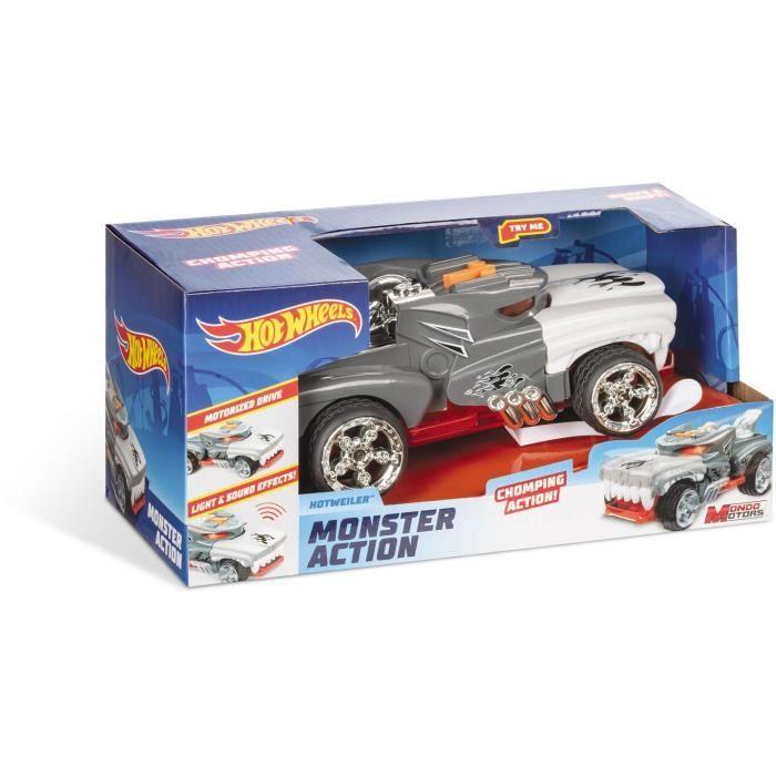 Véhicule Motorisé Hot Wheels Monster Action Hotweiler - Sons Et Lumières - 23cm