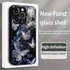 Kristallschmetterling Muster gehärtetes Glas Handyhülle geeignet für iPhone17/16/15/14/13/12/11Pro Max Rundumschutz Anti-Fall