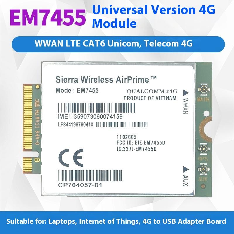 1 Conjunto Cartão 4G 300Mbps WWAN Sem Fio Em7455 1103582 Módulo 4G FDD/TDD LTE Cat6 NGFF M.2 para Laptop e Roteador 4G