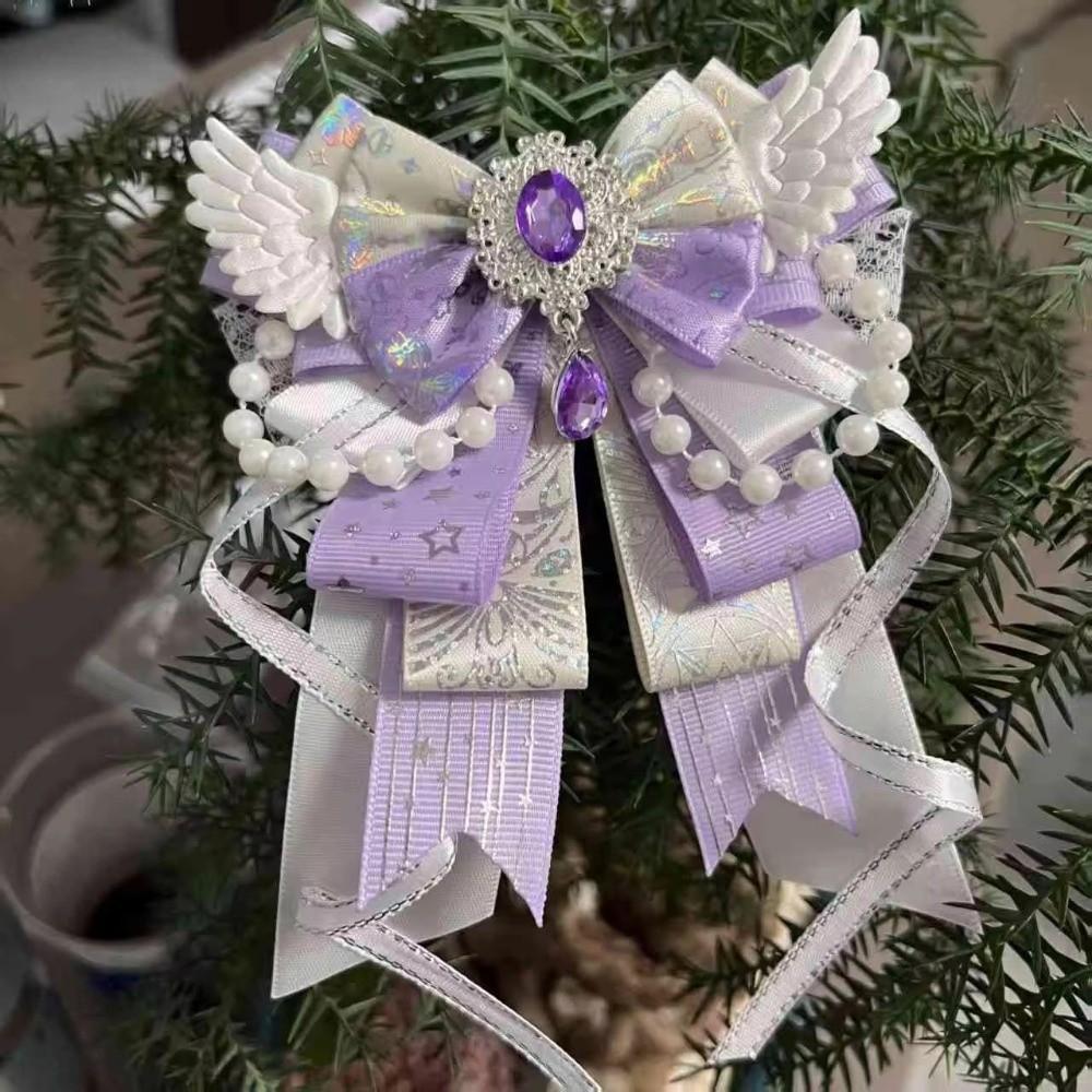 Handmade Jewelry Itabag Decoration Crystal Pearl Knot Bowknot Lolita Angel Wing Bow Bag Pendant Long Streamers Anime Collectible