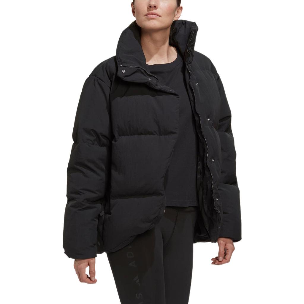 Adidas Big Baffle Logo Print Stand Collar Down Jacket Women Outerwear Black HN9934
