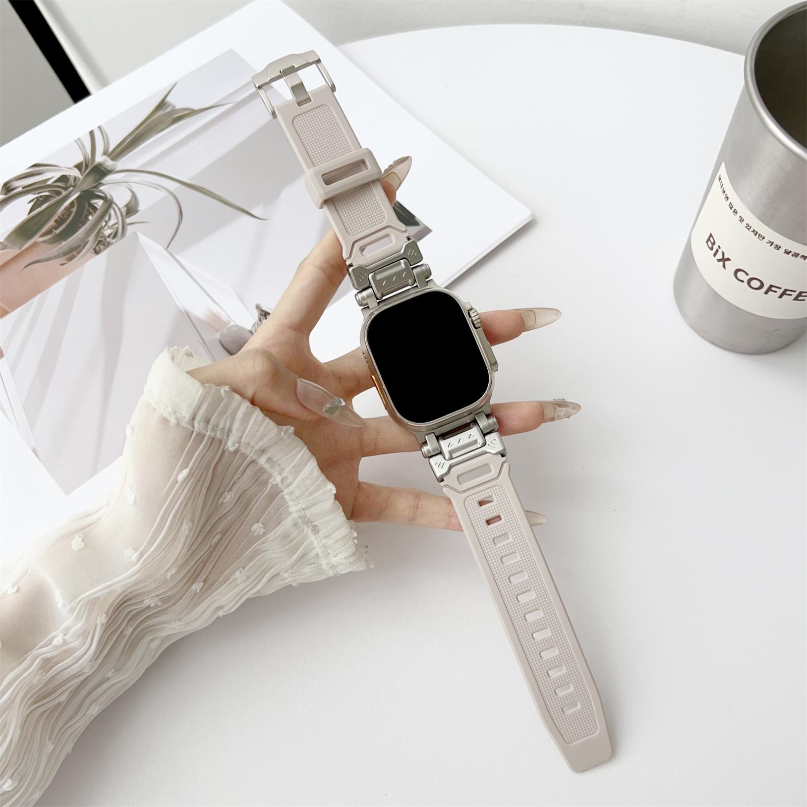 

Mechanical Style TPU Watch Strap for Apple Watch Series 10 42mm/9 8 7 41mm/SE (2023) SE (2022) SE 6 5 4 40mm/3 2 1 38mm Wrist Band Starlight