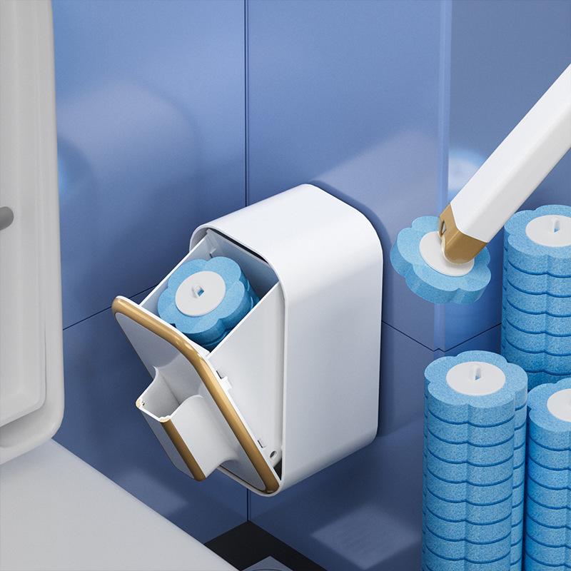 Wall-Mounted Disposable Toilet Brush Set with Long Handle