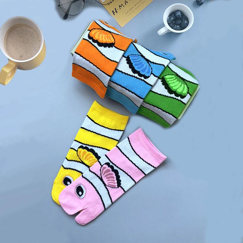 Funny Socks Split Toe Socks Funny Gifts Autumn And Winter Middle Tube Boneless Seam Head Socks New Year Gift Christmas Gift