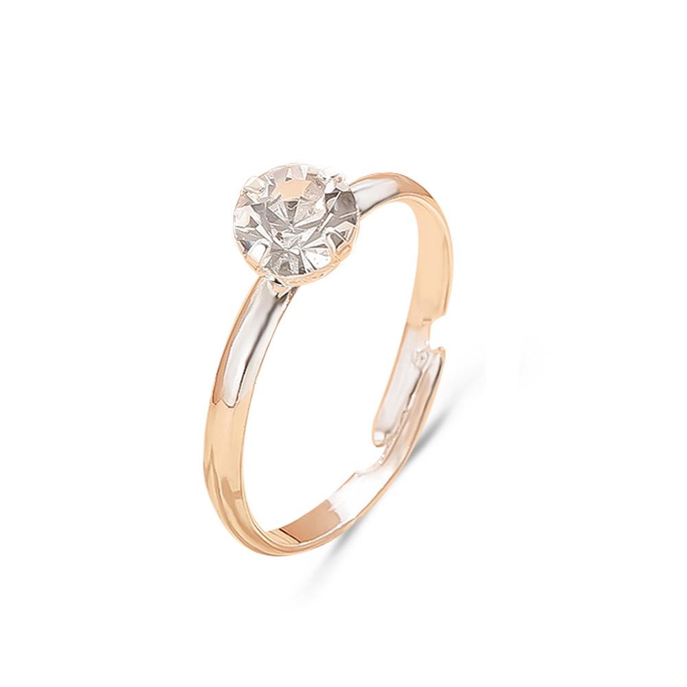 Gold Plated Four-Claw Diamond Women s Ring with Independent Packaging Adjustable