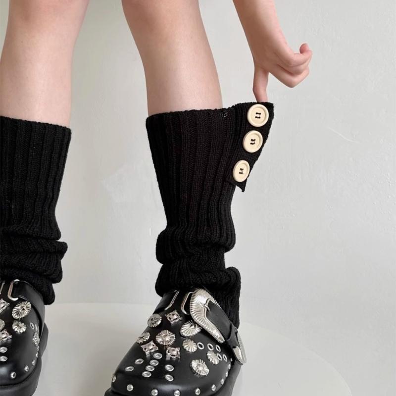 Lolitas Leg Warmers for Women Girls Button Leg Warmer Winter Knitted Long Socks Gothic Harajuku Leg Cover Streetwear