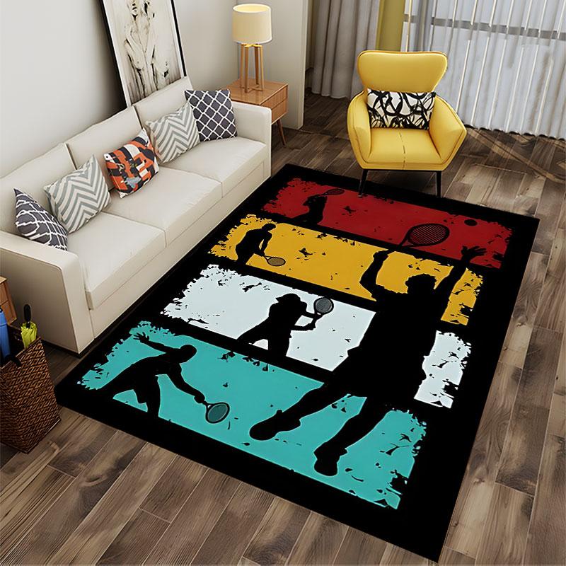 Tennis Players Silhouette Design Suitable As a Non-slip Mat for the Living Room or Bedroom Sofa