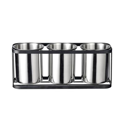 IMEEA Stäbchenhalter, Besteckständer, Besteckhalter, Edelstahl Besteckkasten Set, Schwarz, Aufbewahrung