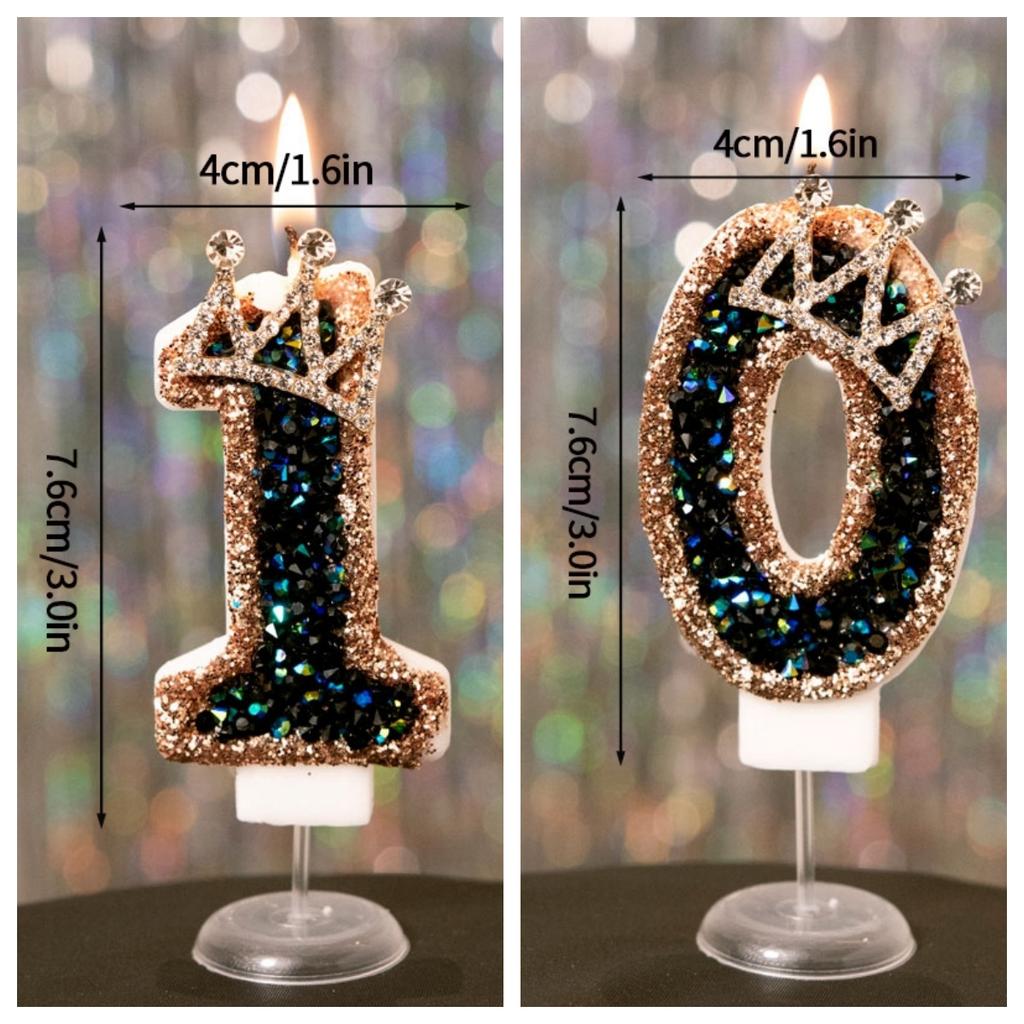 Birthday Number 0-9 Candles Crown Number Candles Happy Birthday Cake Decorated Baby Shower Insert Decor Festival Supplies