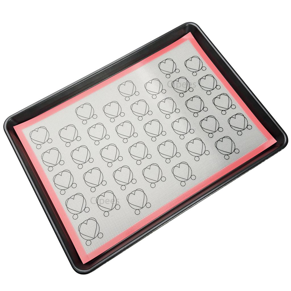 Silicone Baking Mat with Heart Shaped Pattern for Oven, Non Stick Reusable Bakeware Sheet Liner for Make Macaron, Cookie, Pastry