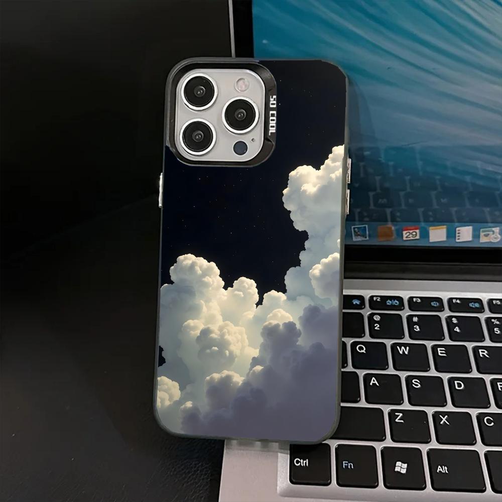 White Cloud Phone Case   for iPhone 16 15 14 13 Pro 12 11 Pro Xs X XR Max 8 7 SE Laser Hard PC+TPU Cases Back Cover