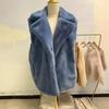New European and American women's clothing casual solid color fur vest cardigan jacket lapel short artificial fur X