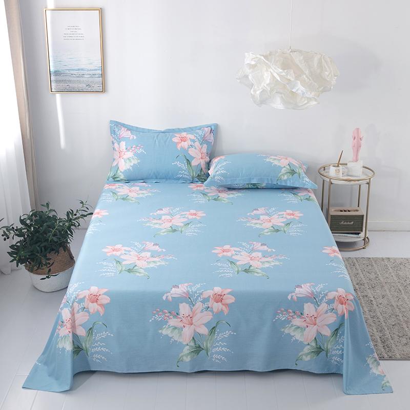 100% Cotton Country Floral Flat Sheet 3 Pieces Tulip Bed Sheet Set Soft Botanical Flower Blossoms Bed Cover with 2 Pillow Cases