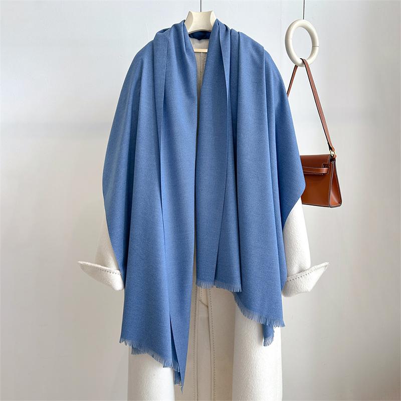 Luxury Winter Cashmere Scarf Women Solid Handkerchief Warm Pashmina Female Shawl Tassel Wrap Soft Pareo Bufanda Scarves Stole