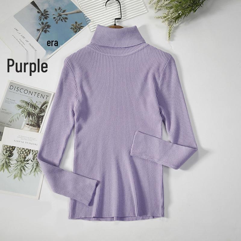 Women's Slim-Fit Knitted Turtleneck Sweater - Long-Sleeved, Solid Color, Warm for Autumn/Winter