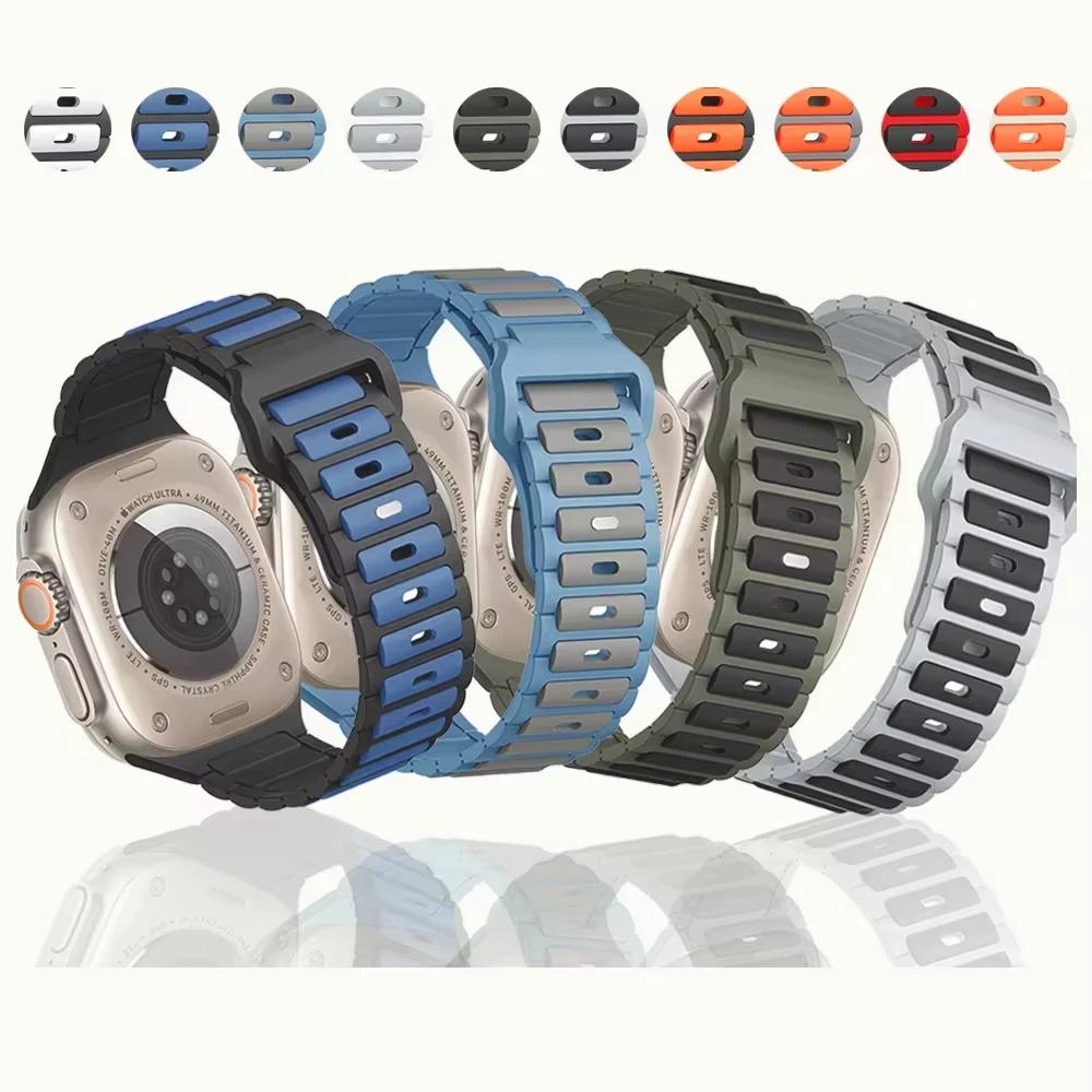 Silicone Strap for Apple Watch 10 Band 46mm 45mm 44mm 49mm 42mm 40mm 38 Correa Bracelet Iwatch Series 9 8 7 6 5 SE Ultra 2 Band