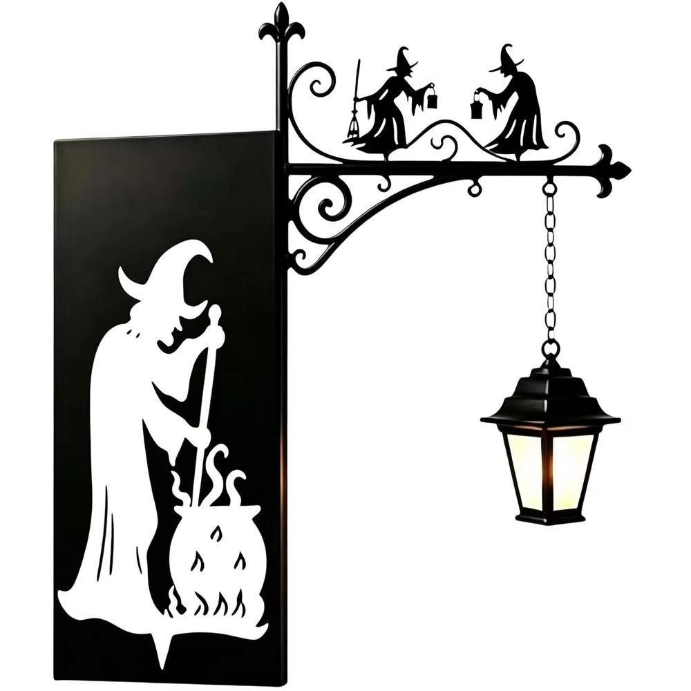 Gothic Iron Witch Bookshelf Lamp Black Metal Mini Shelf Lamp Book Nook Light for Reading Nook