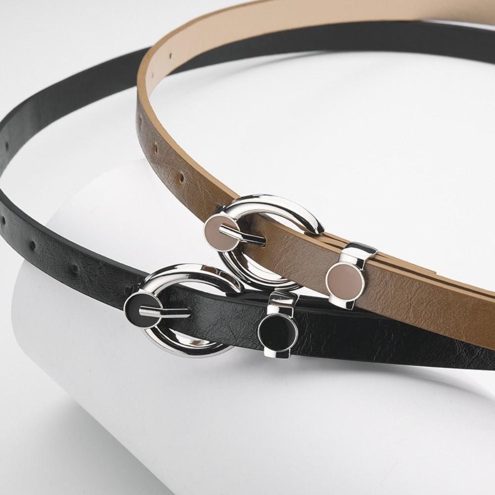 Harajuku Thin Waist Belt Alloy Pin Buckle Punk Waistband Fashion PU Leather Belt  For Women