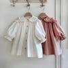 Spring Children Long Sleeve Casual Dress Girls Cute Loose Puff Sleeve Dress Toddler Cardigan Dress Kids Clothes