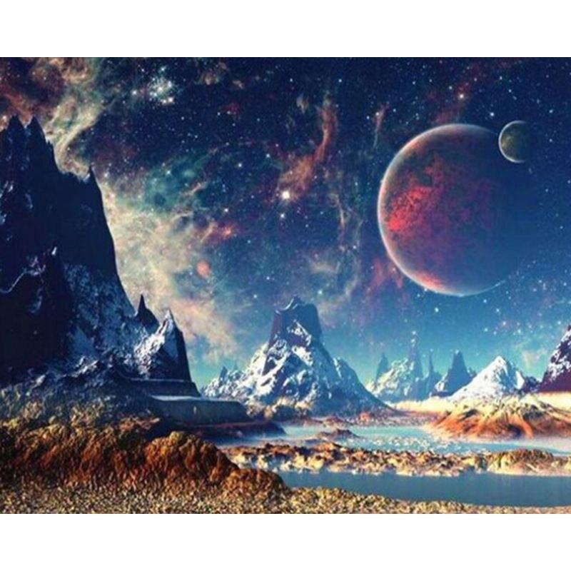 Volle Runde 5D DIY Diamant Malerei Kreuzstich Planet Aurora Nacht Landschaft Mosaik handgemachte Geschenk Kunst