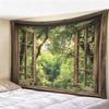 Window View Tapestry Wall Hanging, Scenic Nature Landscape Backdrop, Artificial Window Wall Decor for Bedroom Living Room