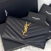Used SAINT LAURENT Saint Laurent Large Flap Long Wallet Cassandra Black Black V Stitch