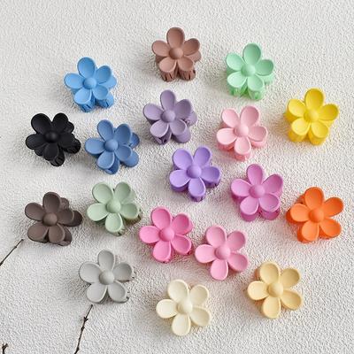 2pcs Women's Fashionable Hair Clips Cute Mini Flower Shaped Frosted Hair Claw Clips Girl's Sweet Headwear Styling Accessories