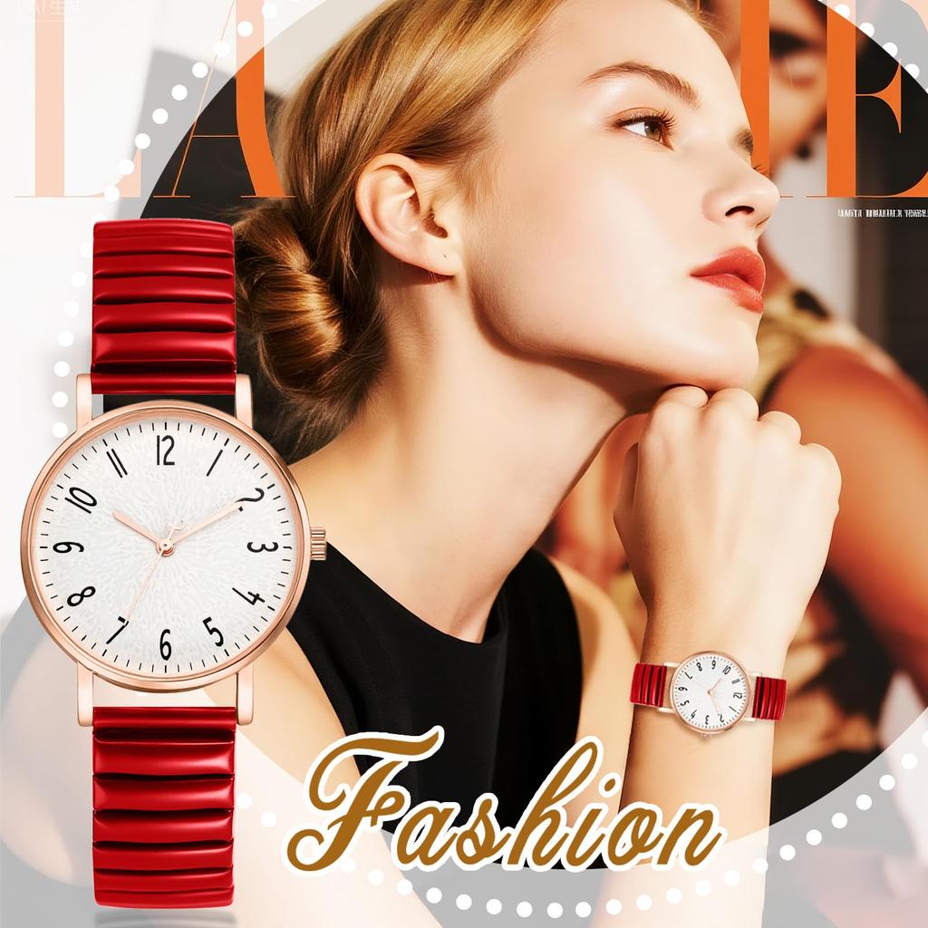 Women's Watch Cute Fashionable Accordion Strap Analog Display Stainless Steel Band Free Size Waterproof Quartz Watch Fashion Accessory - Birthday