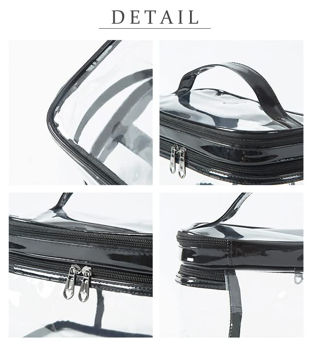 GPT Vanity Large with Vinyl Spa Cosmetic Silver [Suitcase Company] Pouch, Clear, Capacity, Double-Layer, Handle, Cosmetic/Makeup Pouch, Bag, Storage,