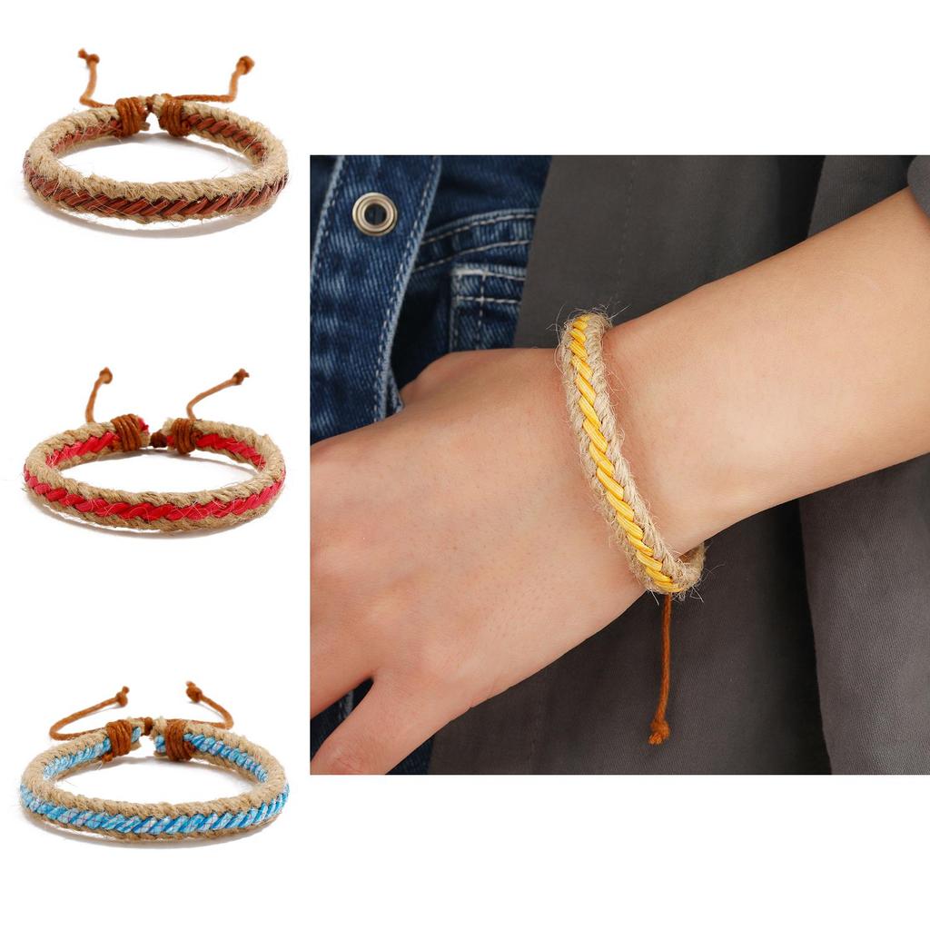 Vintage-inspired Leather Braided Bracelet Bohemian Ethnic Fashion Set Of 7